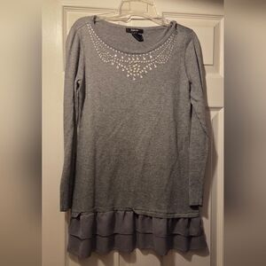 Style & Co. Gray Long Sleeve Top with Embellishments